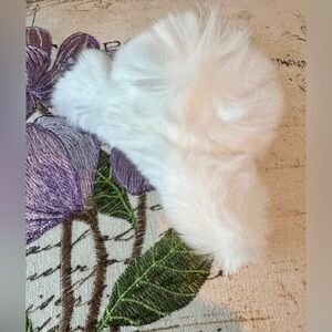 New Luxurious White Faux Fur Acrylic Claw Style Hair Clip - 4”